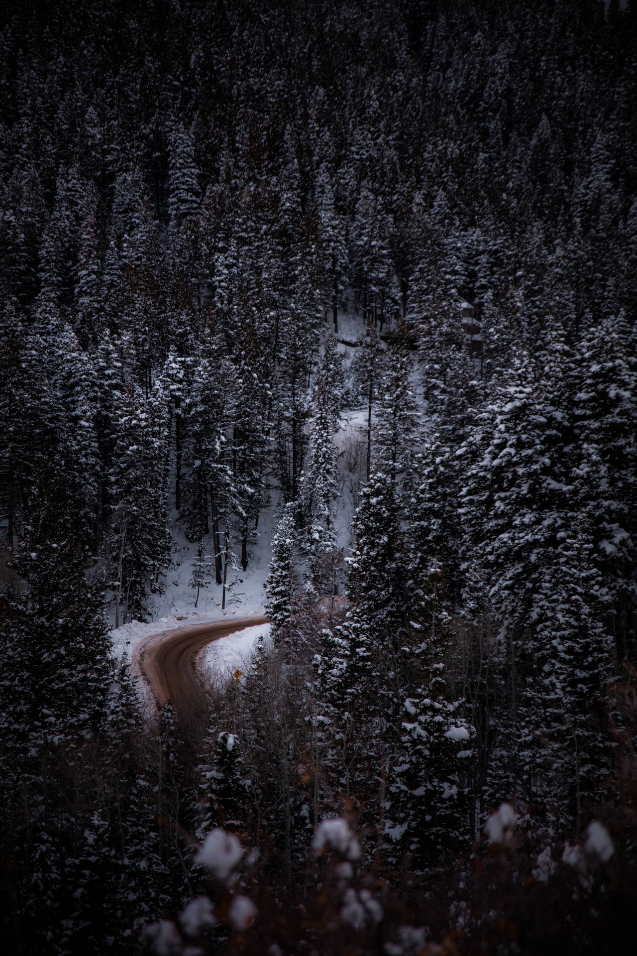 Snow-covered Wilds Aerial View Profile Background