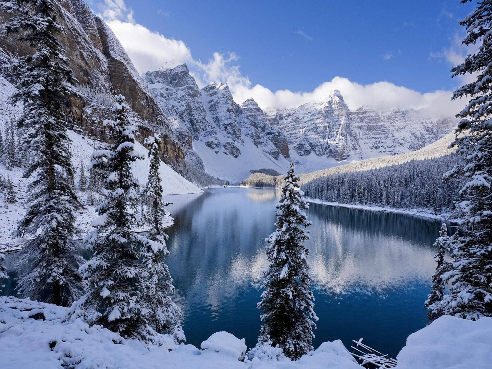 Snow Desktop Lake And Mountains Background