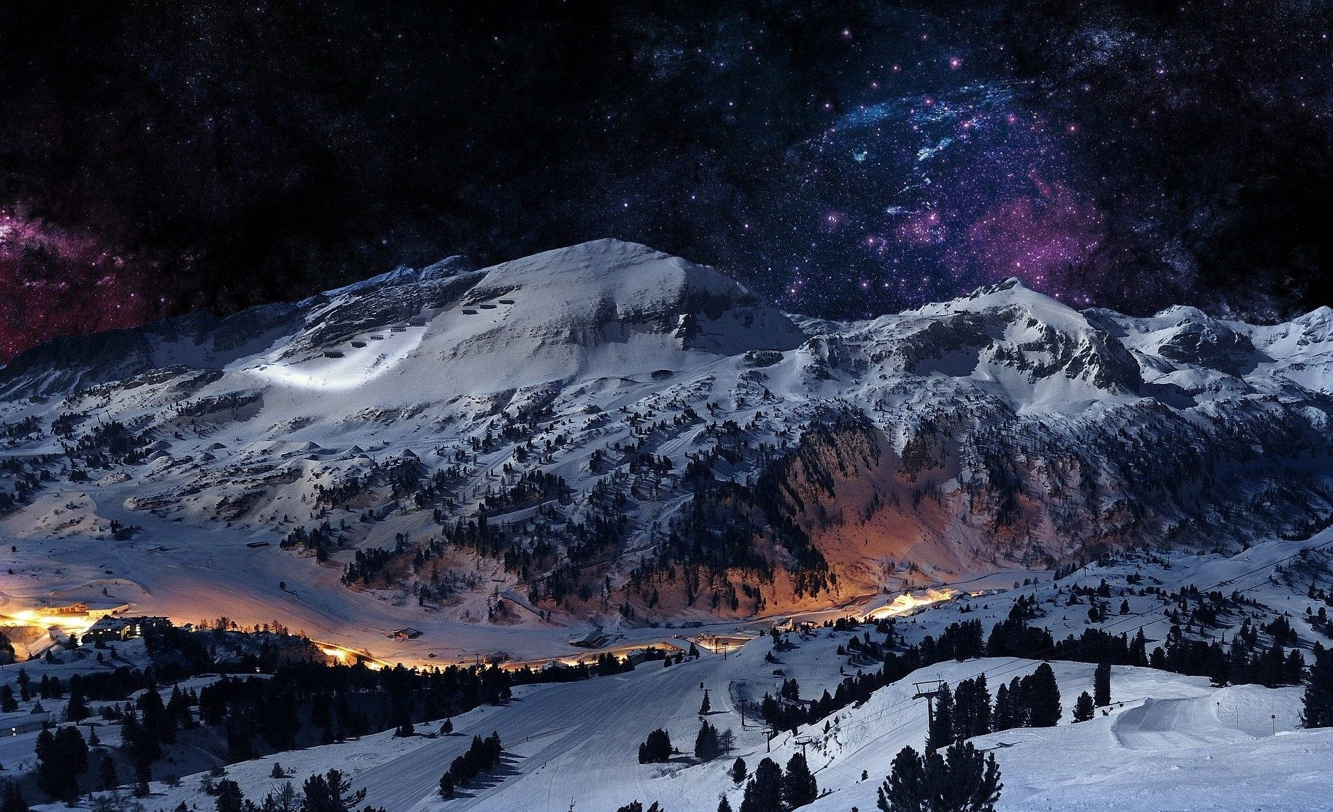 Snow Desktop Starry Night Background