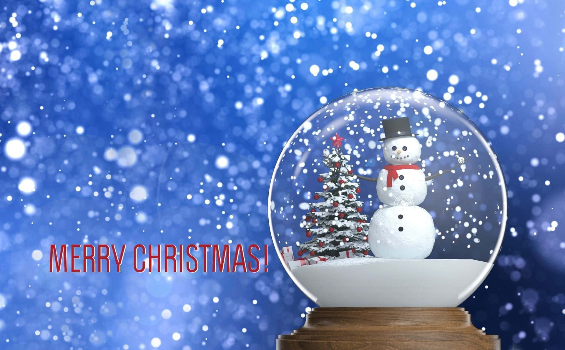 Snow Globe With Snowman And Christmas Tree Background