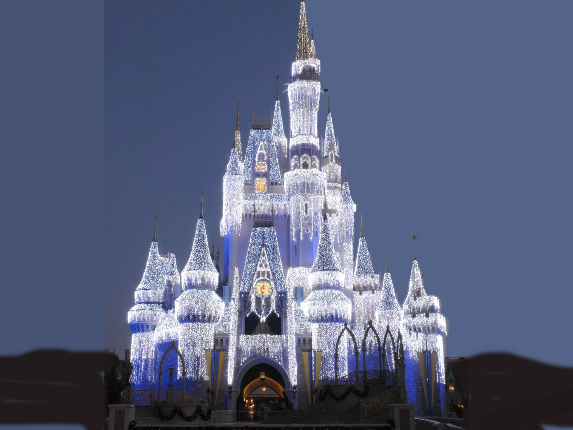 Snow-like Lights Disney Castle Background