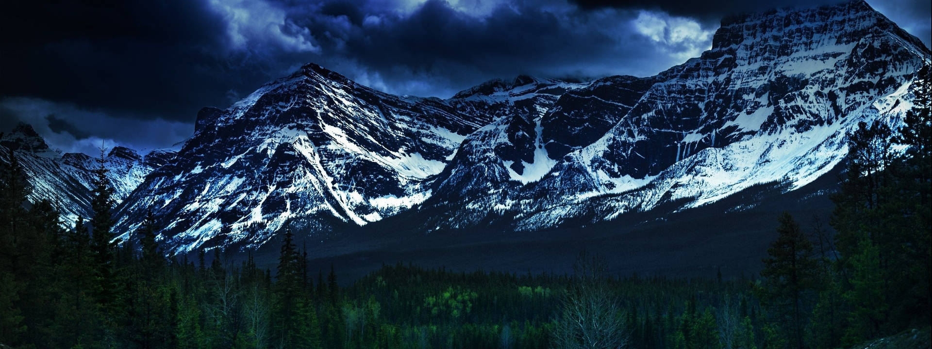 Snow Mountain Forest Dual Screen Background