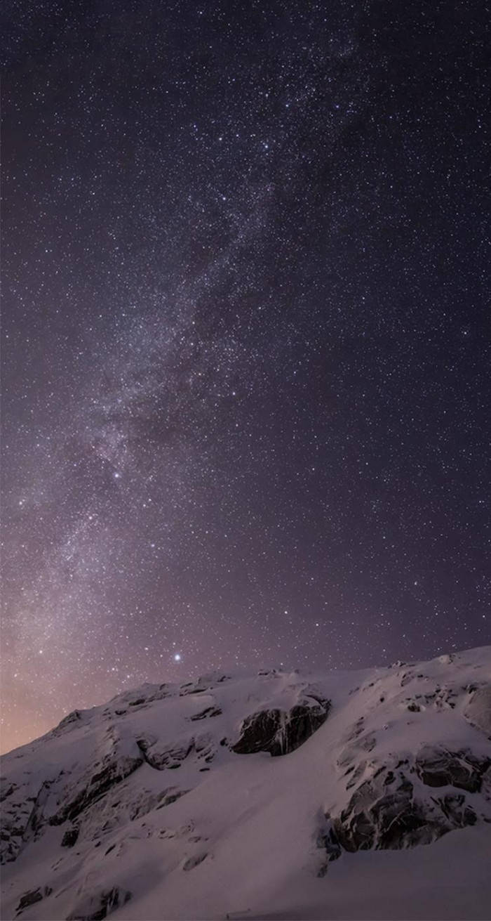 Snow Mountain Night Iphone Ios 10 Background
