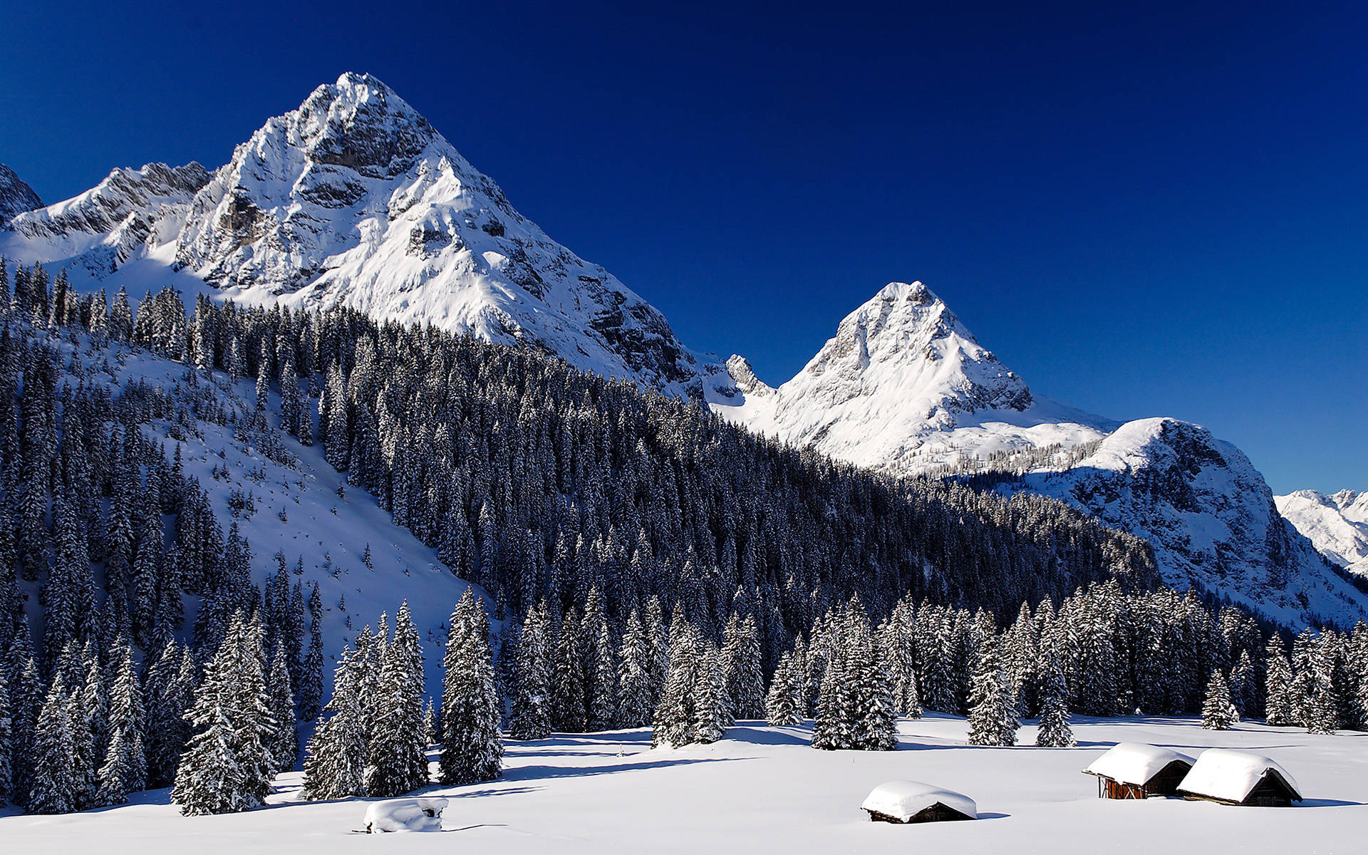 Snow Mountain Winter Scene Background