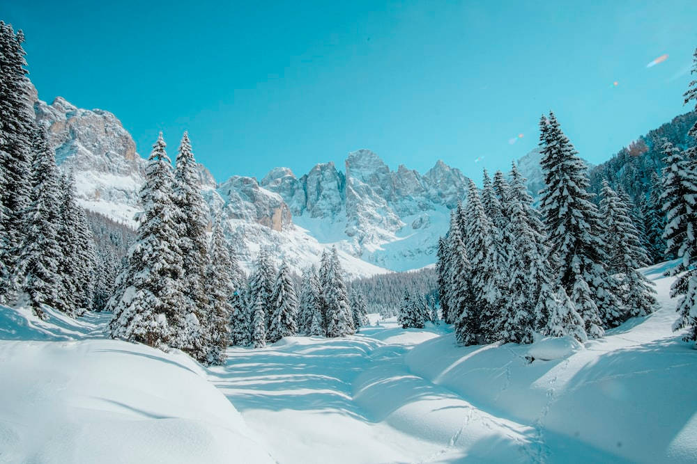 Snow Mountain Winter Scenery Background