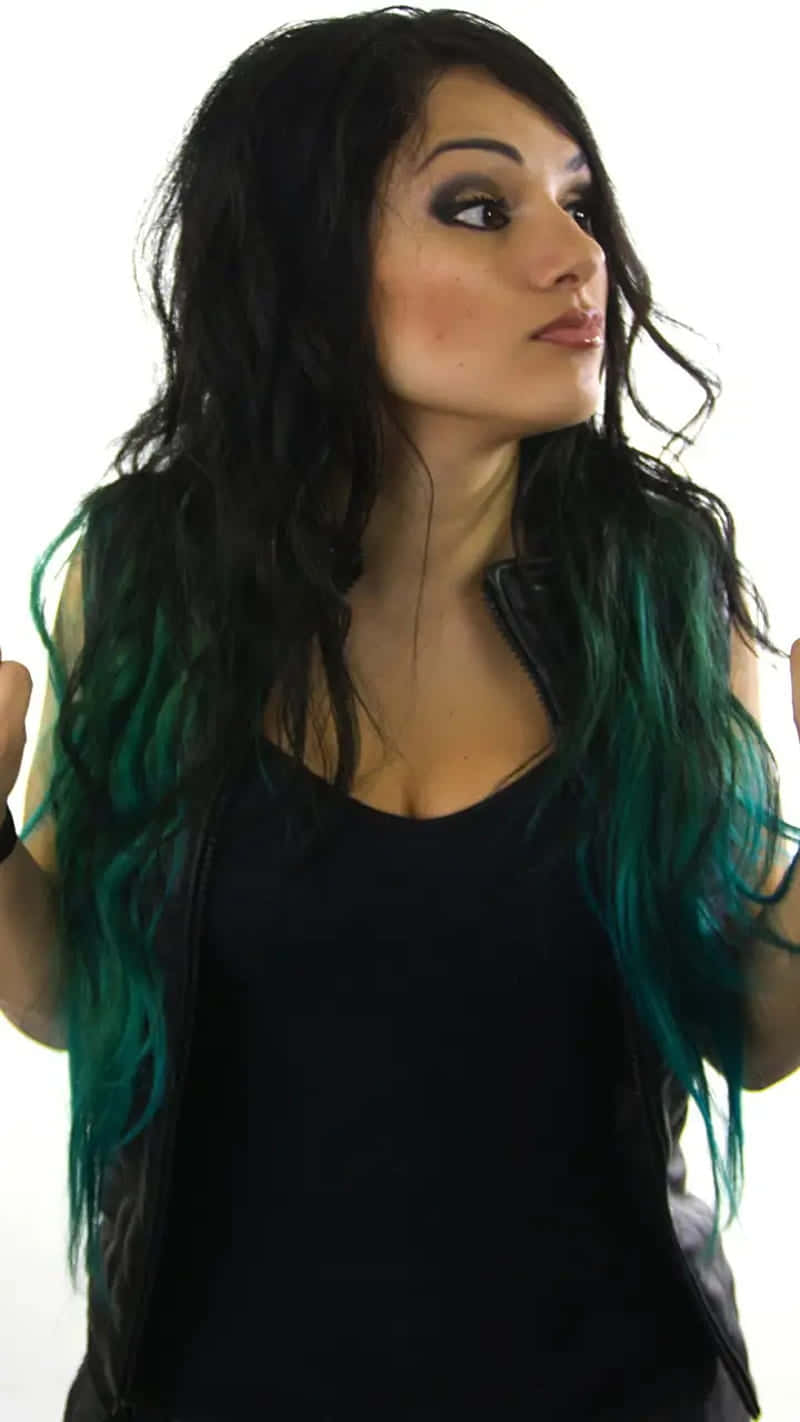 Snow Tha Product Black Top Green Hair Background