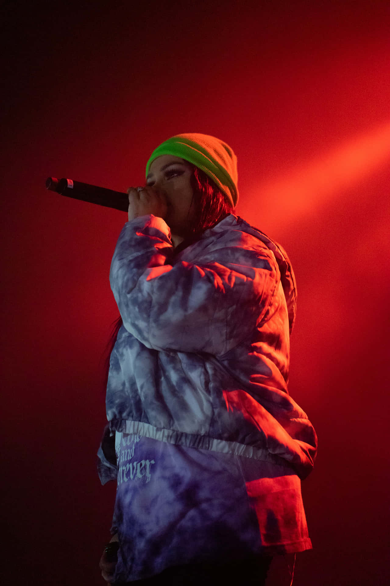 Snow Tha Product Performance Red Backdrop Background