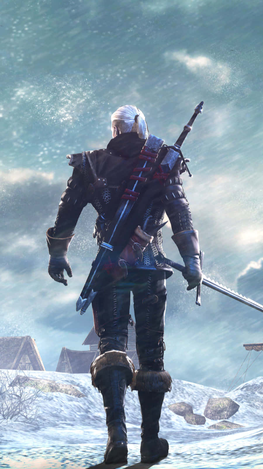 Snow Walking Geralt Witcher 3 Phone Background