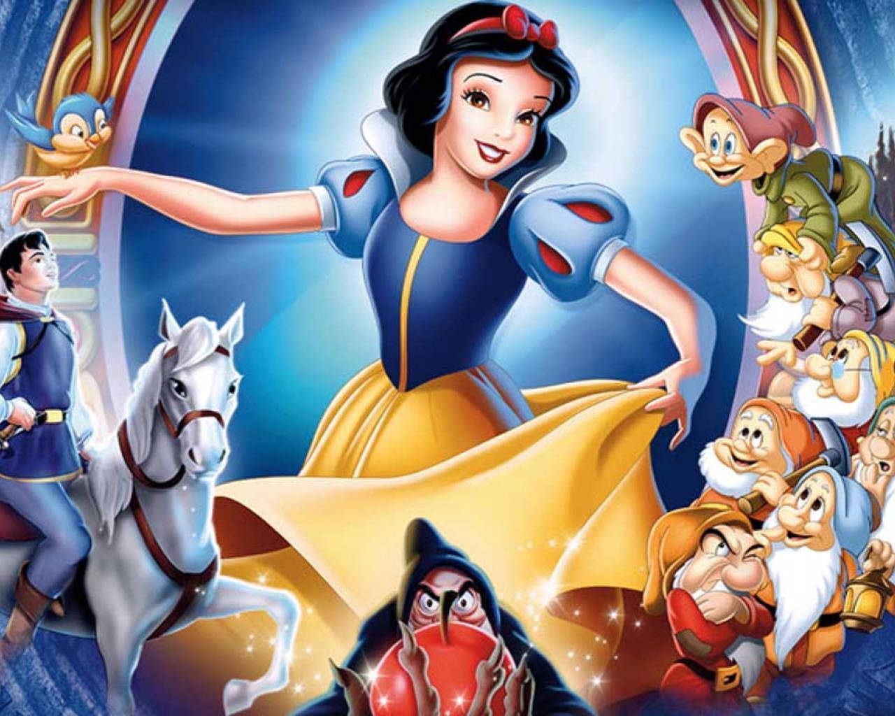 Snow White And Dwarfs Poster Background