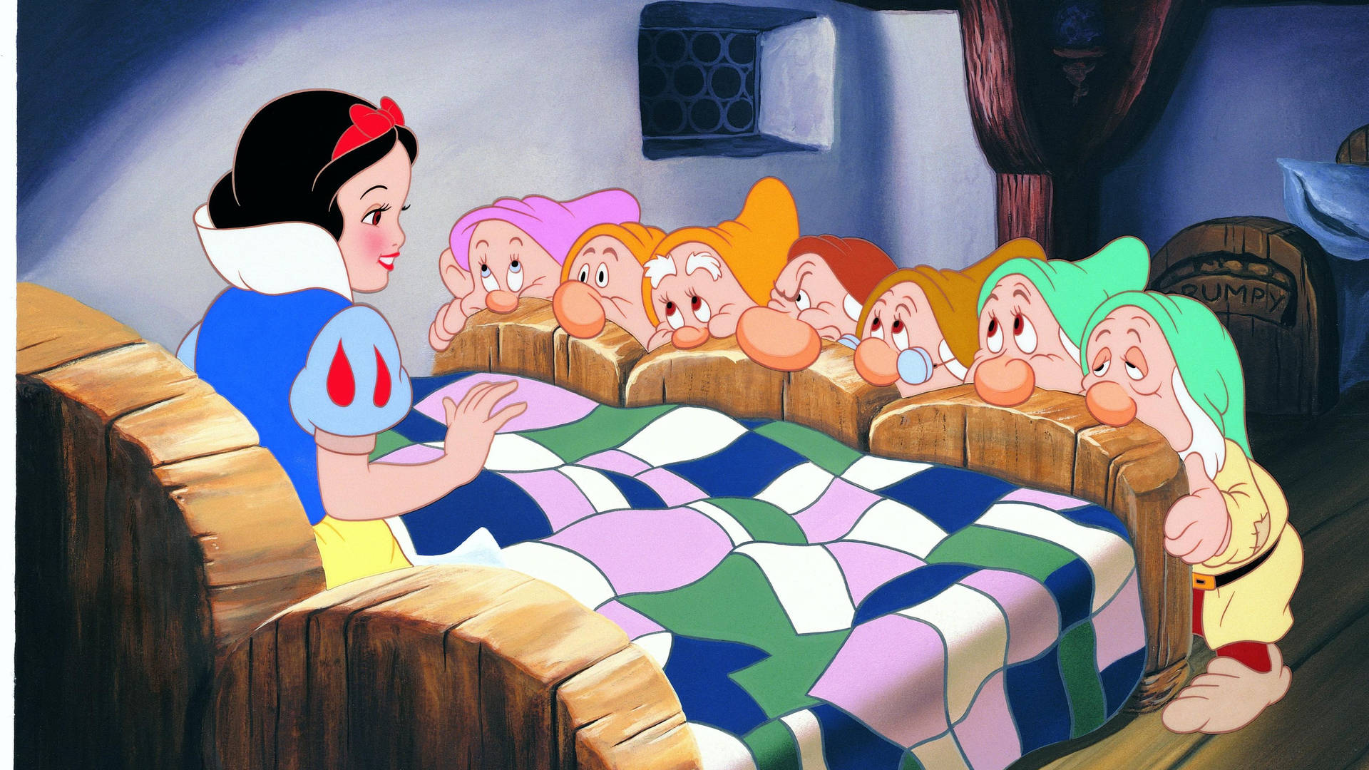 Snow White And The Seven Dwarfs Bed Background