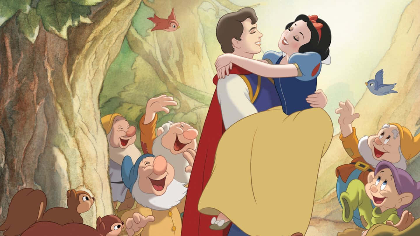 Snow White And The Seven Dwarfs Celebrating Background