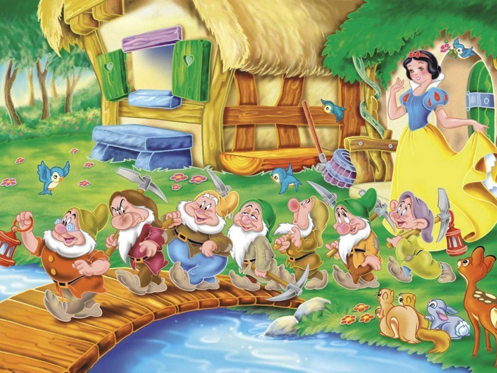 Snow White And The Seven Dwarfs Going To Mine Background