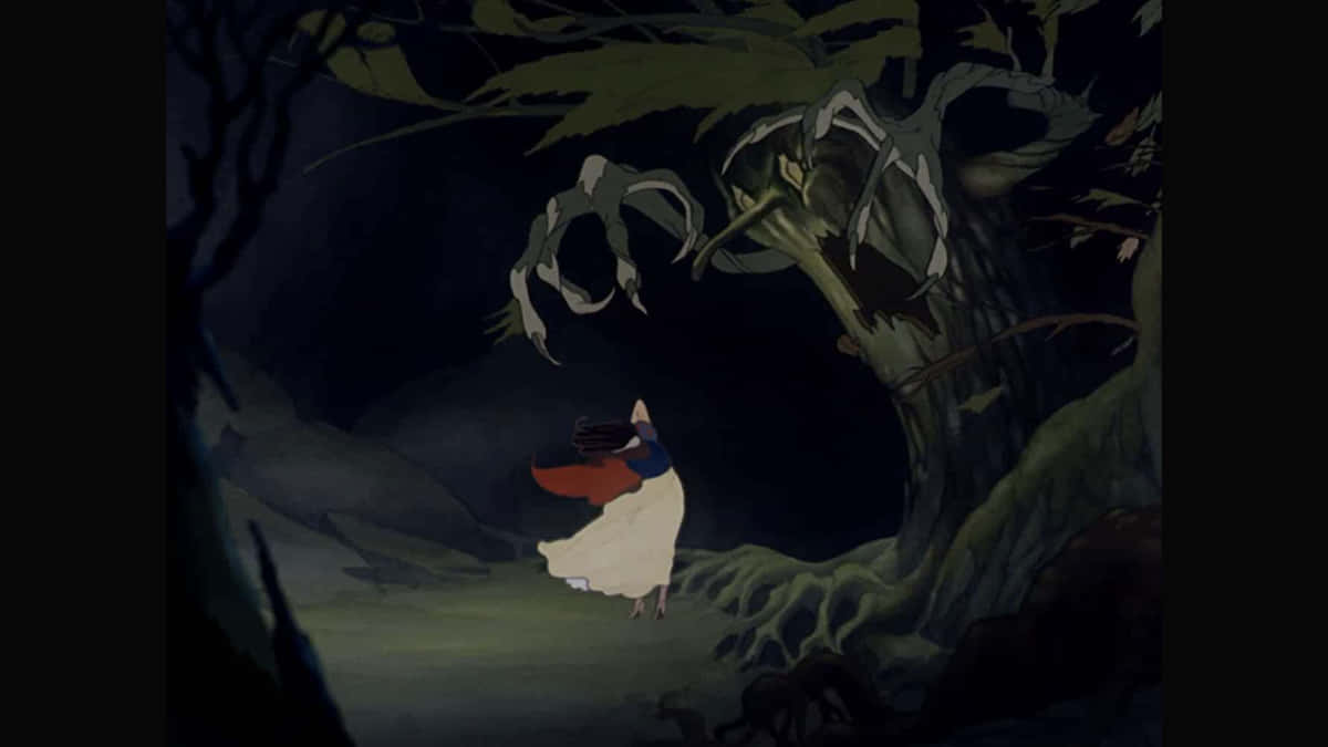 Snow White And The Seven Dwarfs Lost In Forest Background