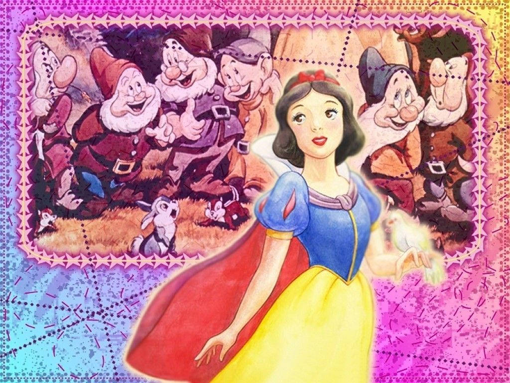 Snow White And The Seven Dwarfs Postcard Background