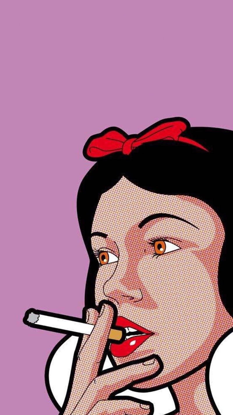 Snow White Smoking Pop Art Background