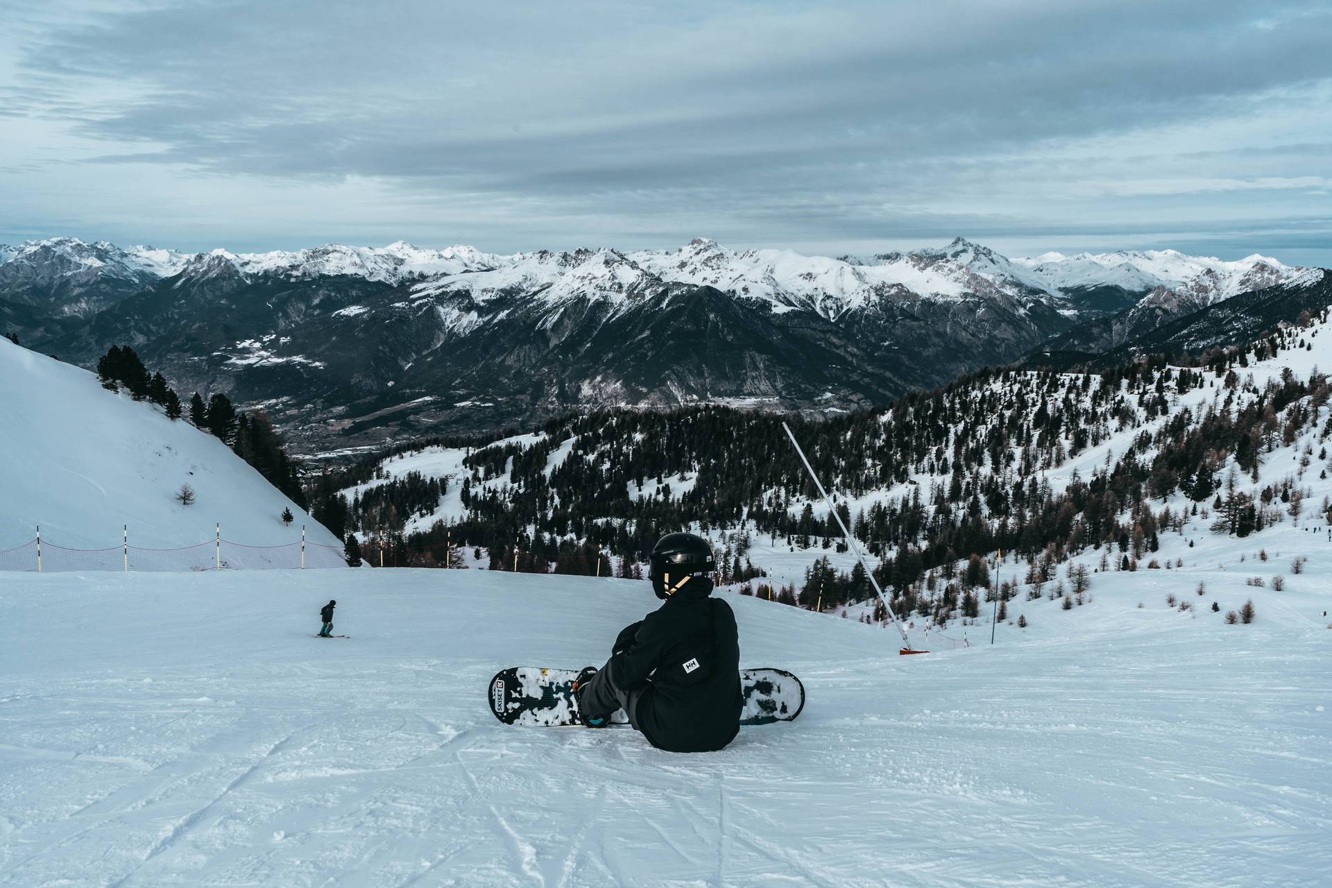 Snowboarding With A View Background