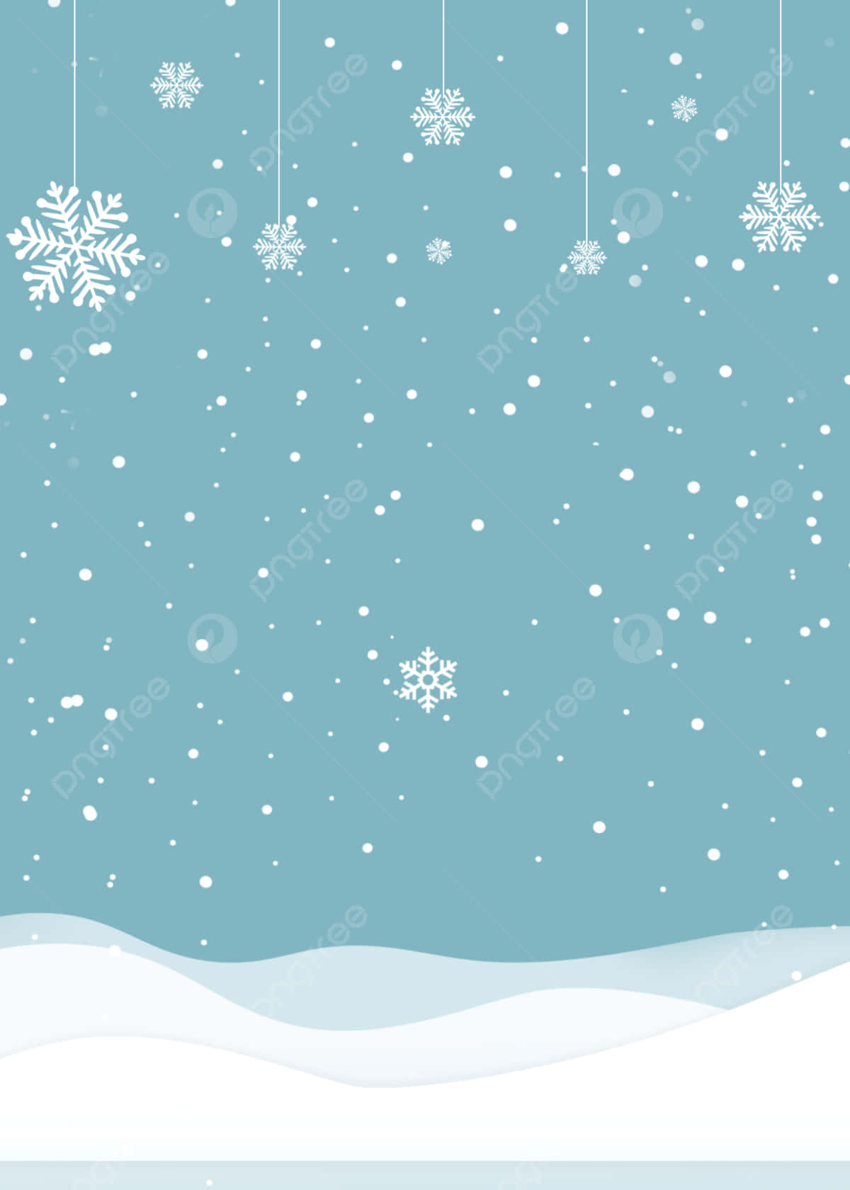 Snowflakes Falling From The Sky On A Blue Background Background