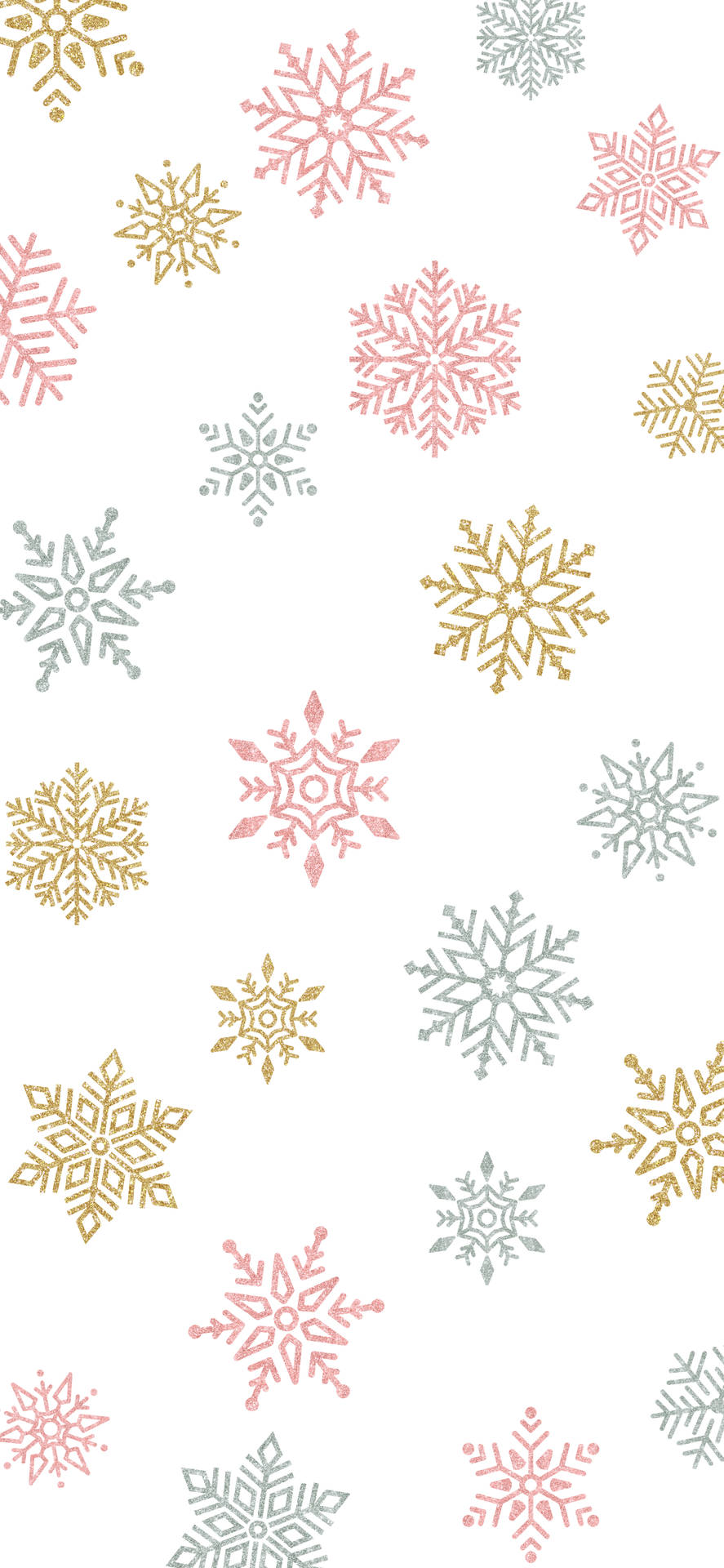 Snowflakes Wallpaper - A White Background With Pink And Gold Snowflakes Background