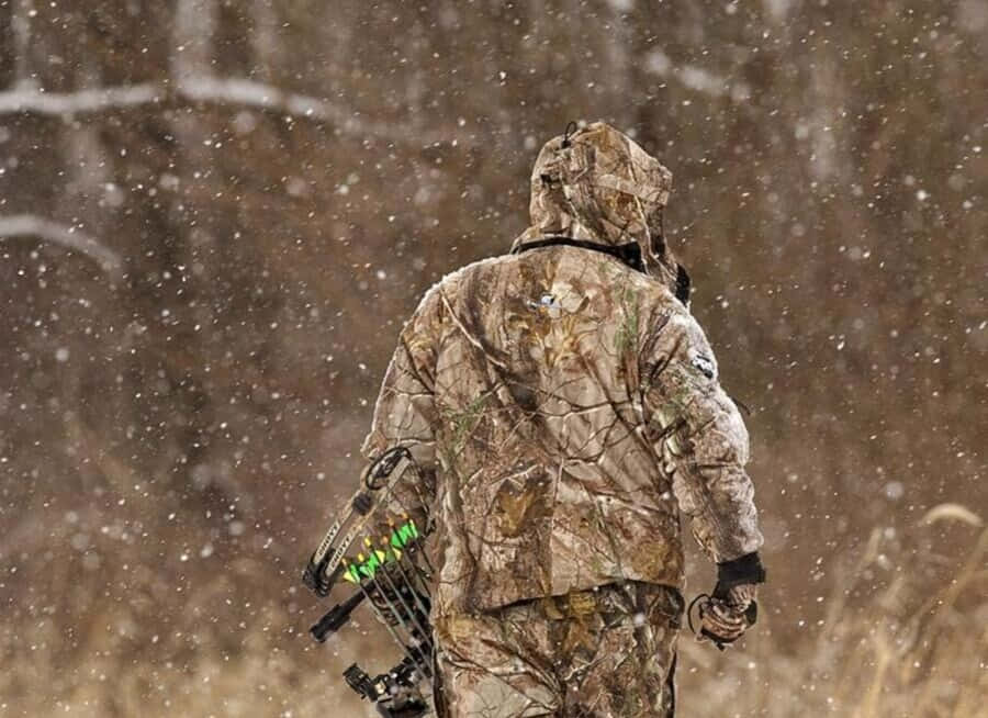 Snowing With The Hunting Camo Background
