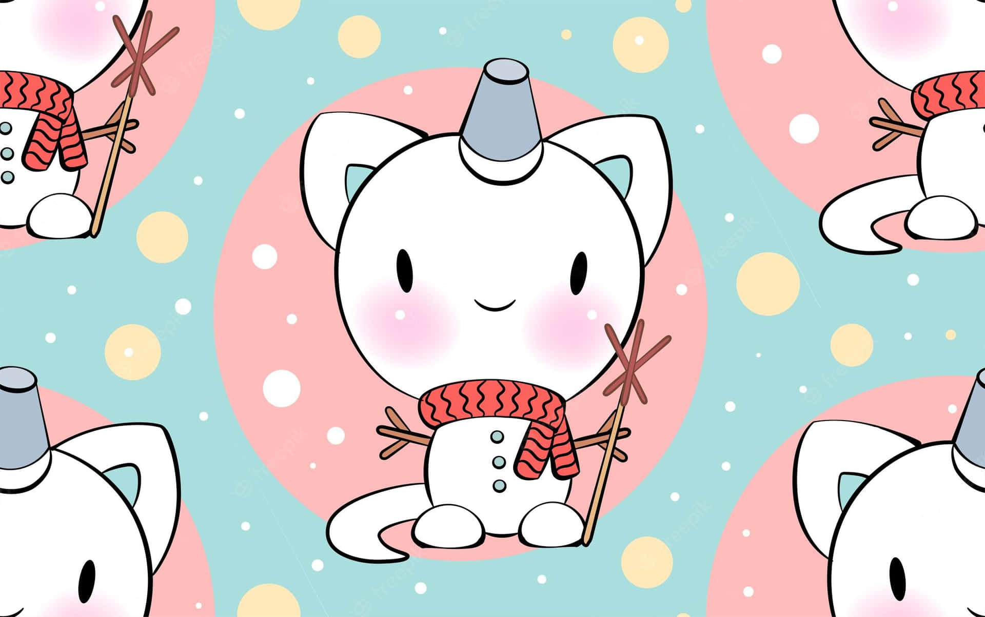 Snowman Cute Cat Pattern Background