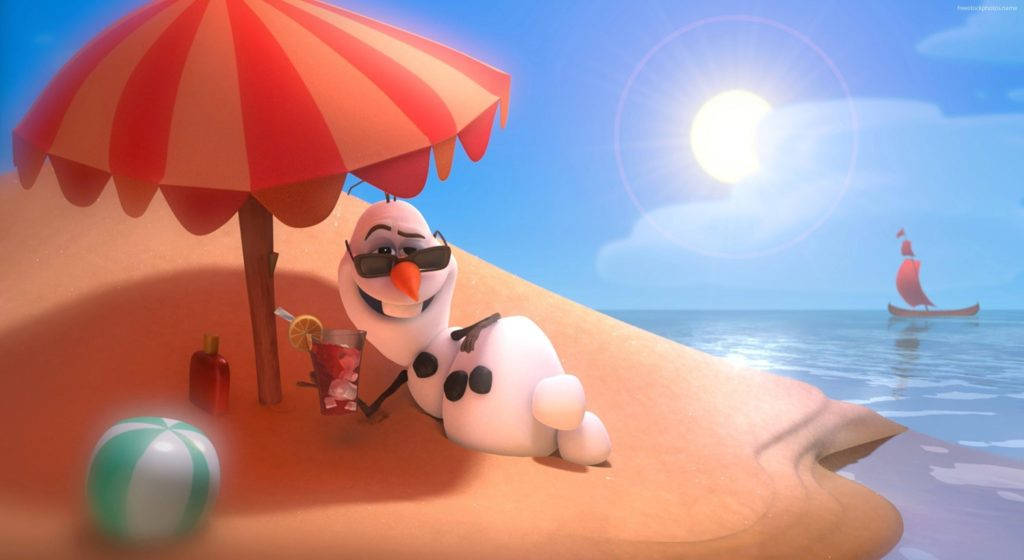 Snowman During Summer Desktop Background