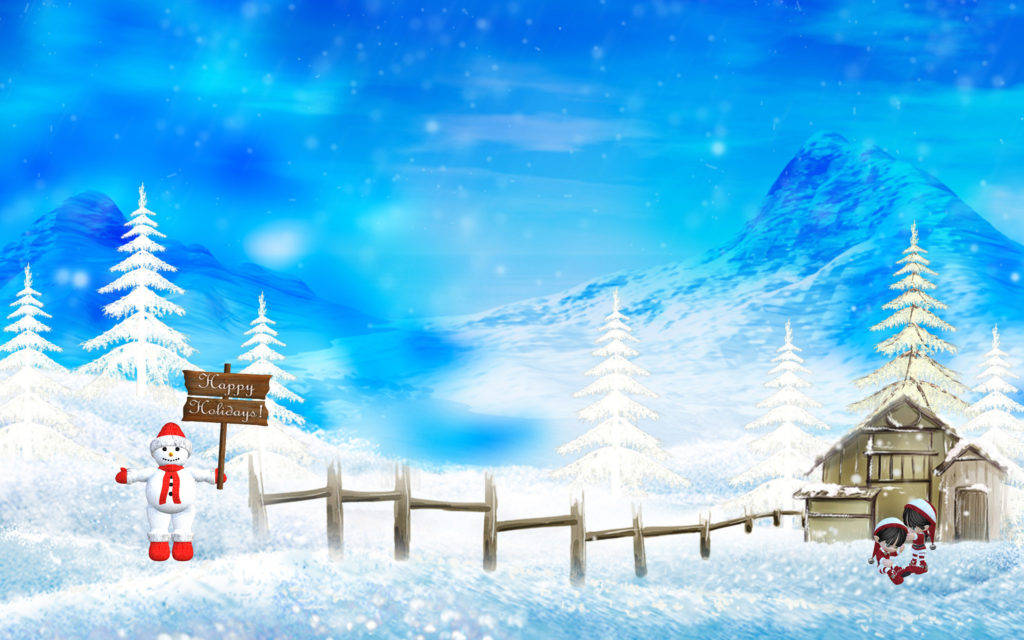 Snowman Greetings Christams Scenes Background