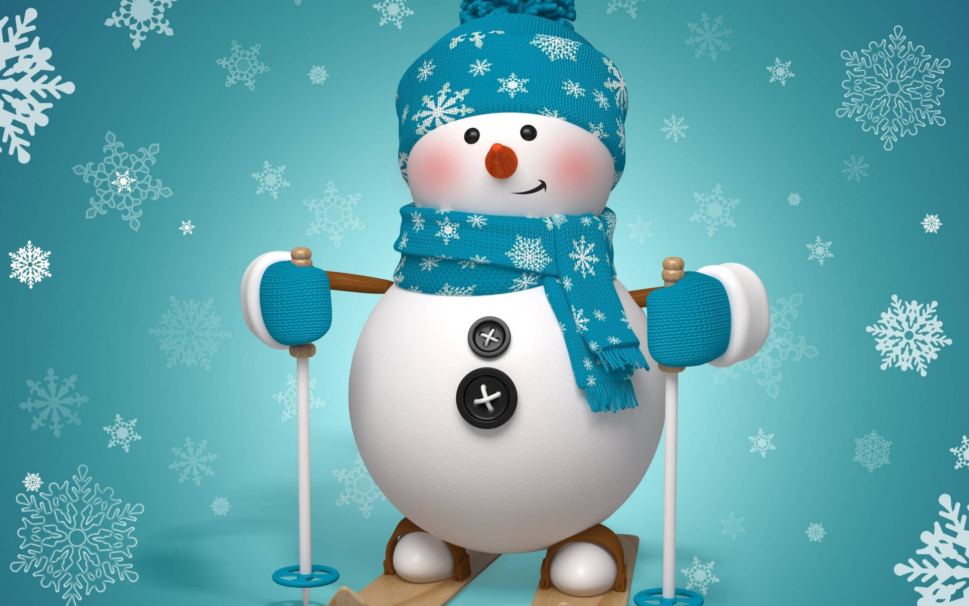Snowman In Ski Gears Background