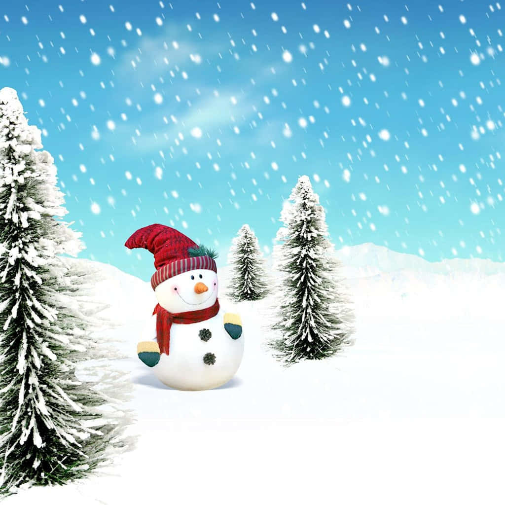 Snowman In The Snow Background