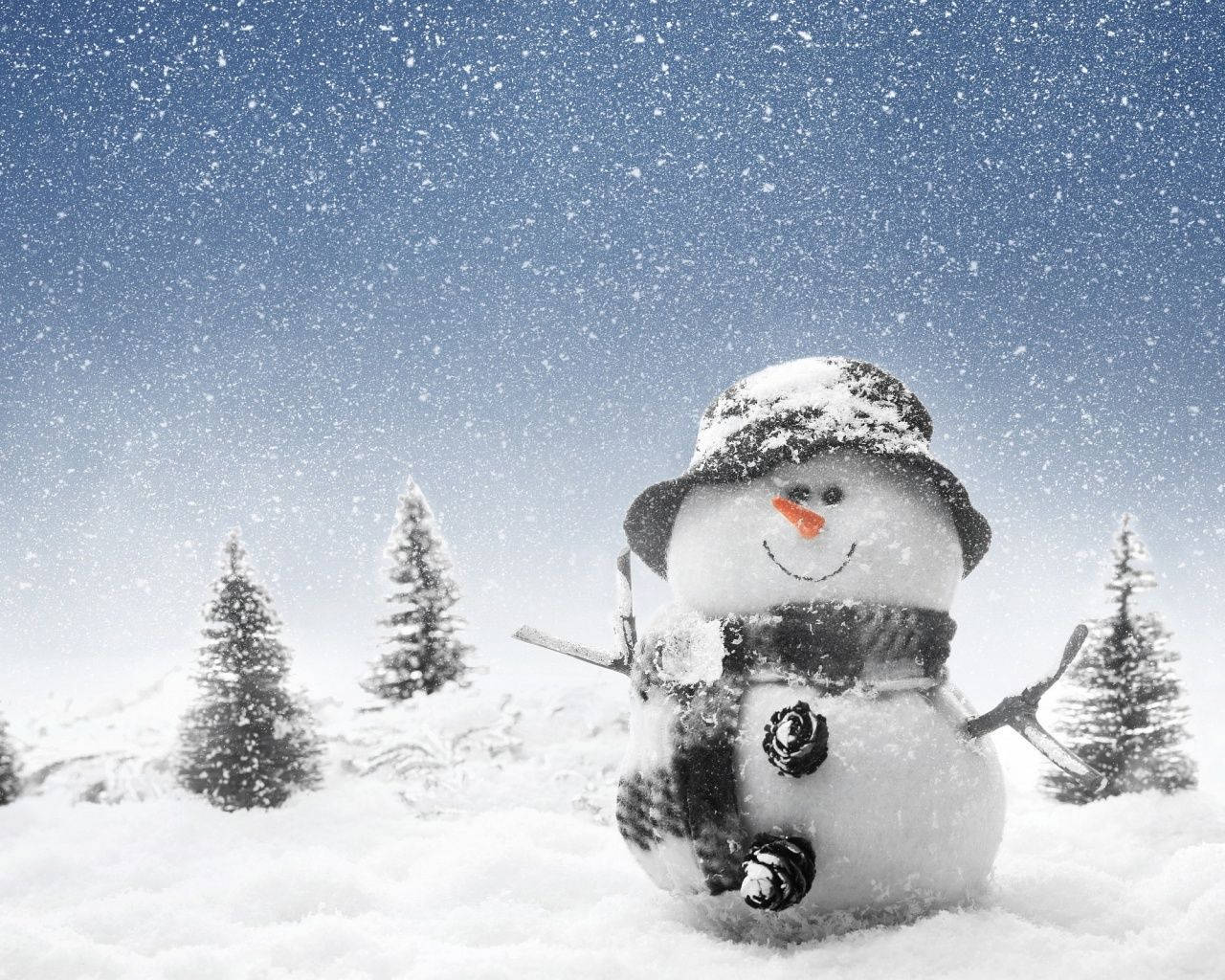 Snowman In Winter Wonderland Background