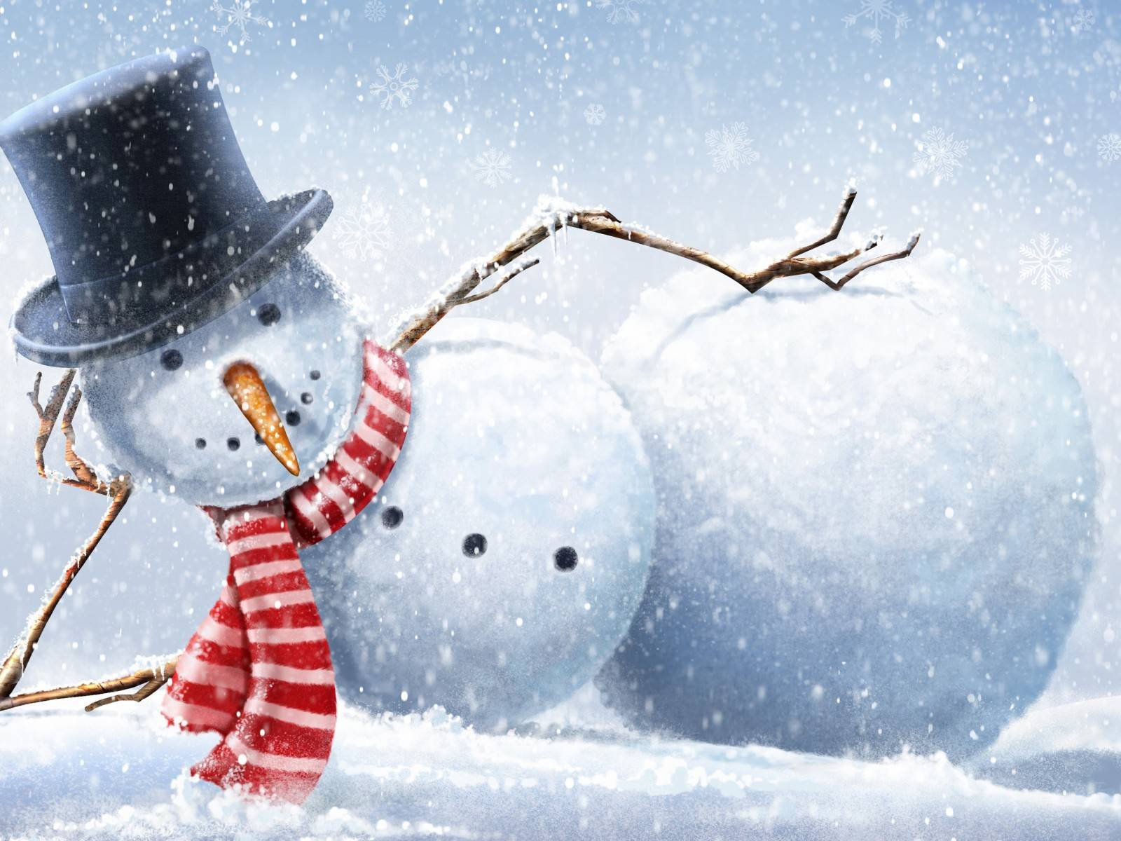 Snowman Lying Down Funny Christmas Background