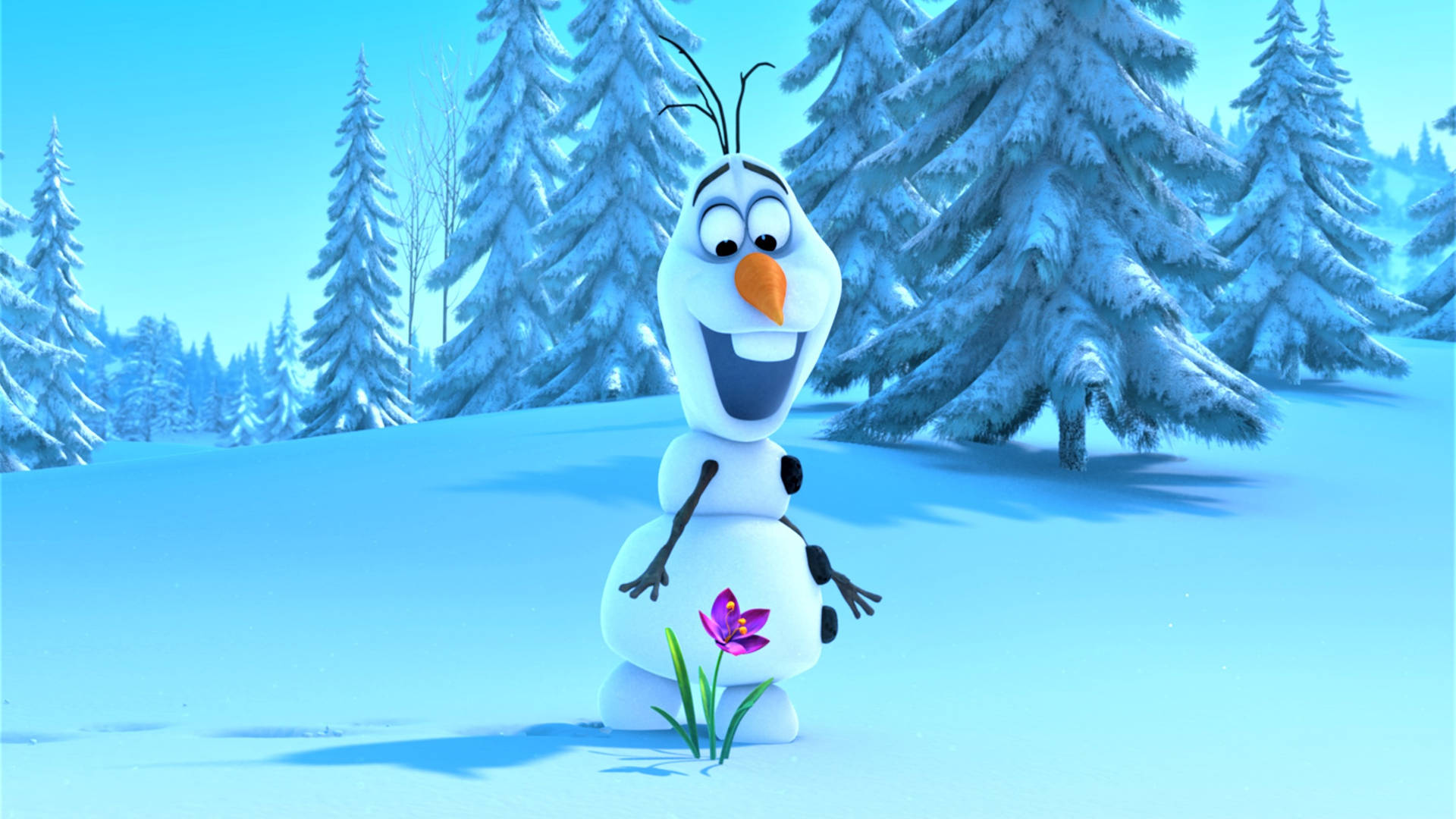 Snowman Olaf In Frozen Background