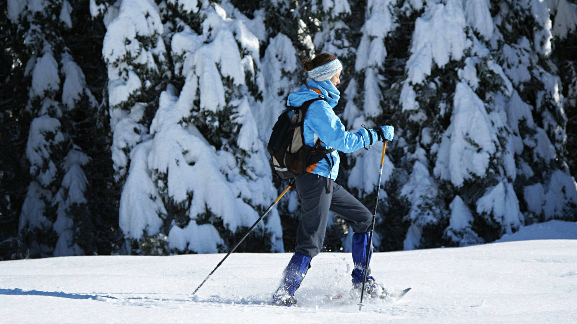 Snowshoeing Walking Mountain Background