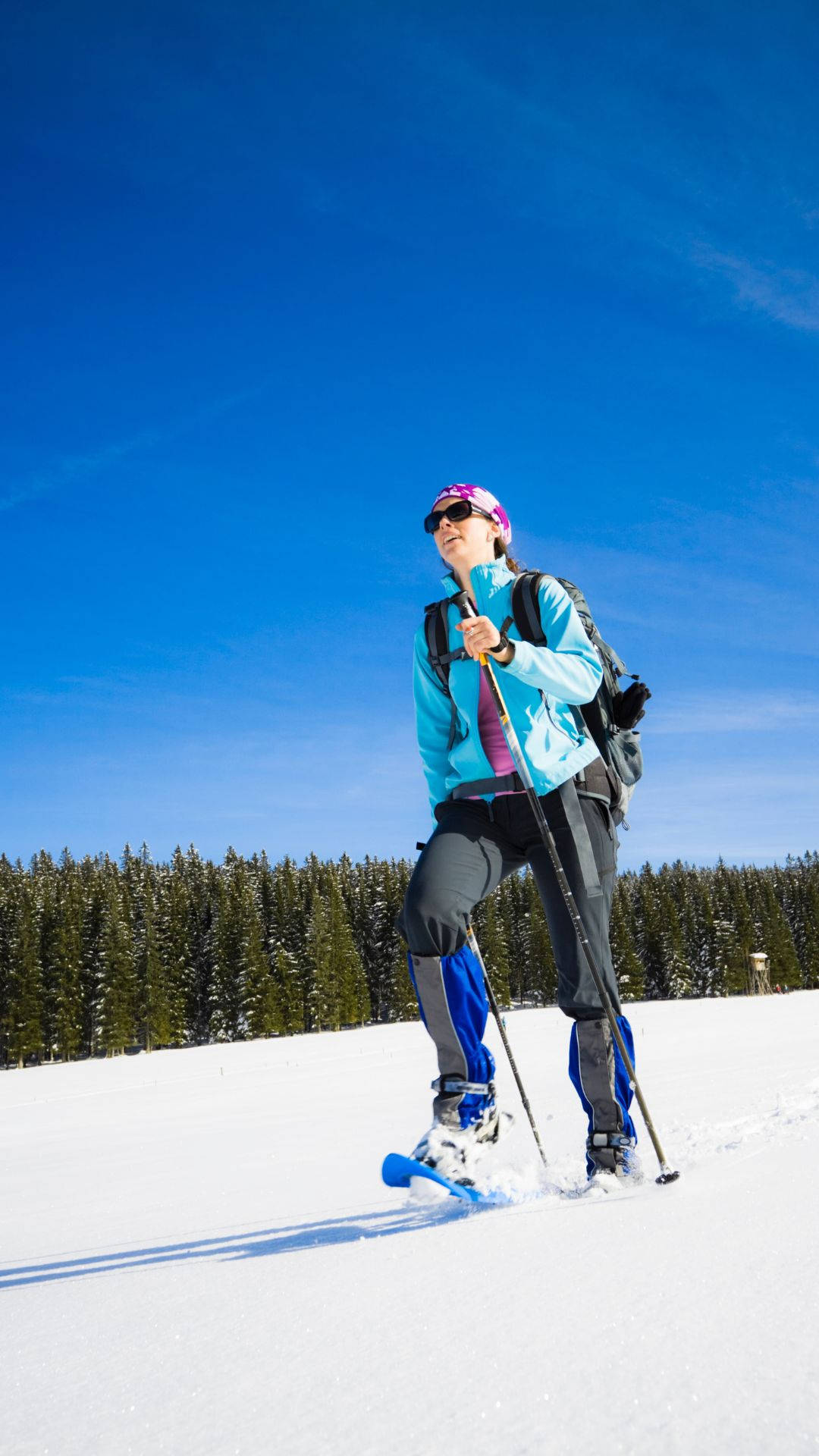 Snowshoeing Walking Mountain Background