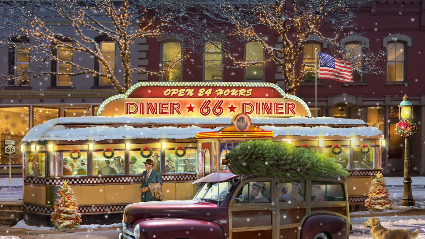 Snowy 50s Diner Background