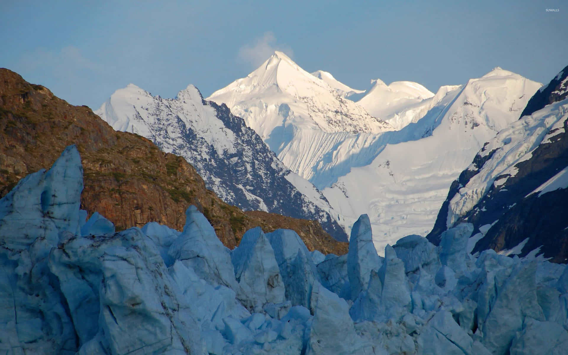 Snowy And Icy Mountain In Glacier Bay National Park Background