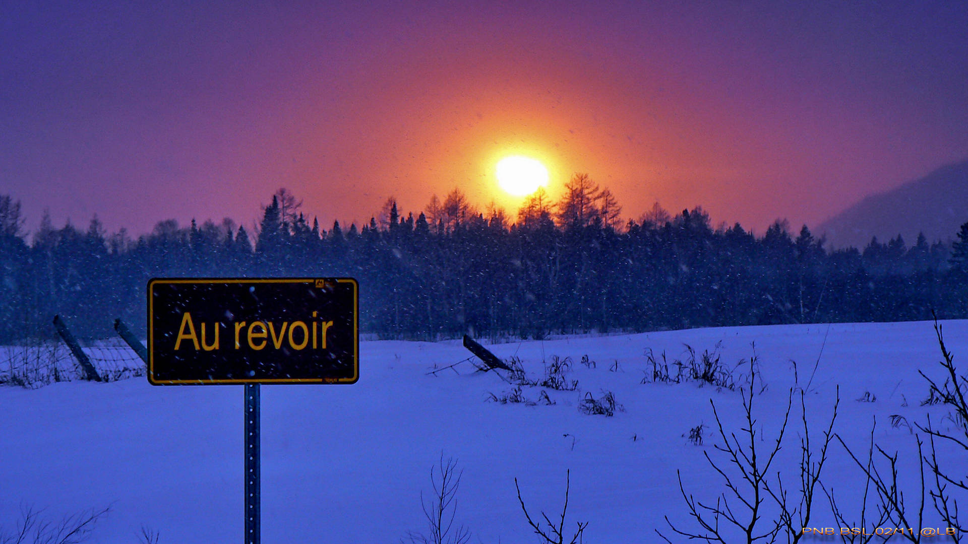 Snowy Area Sunset Desktop Background