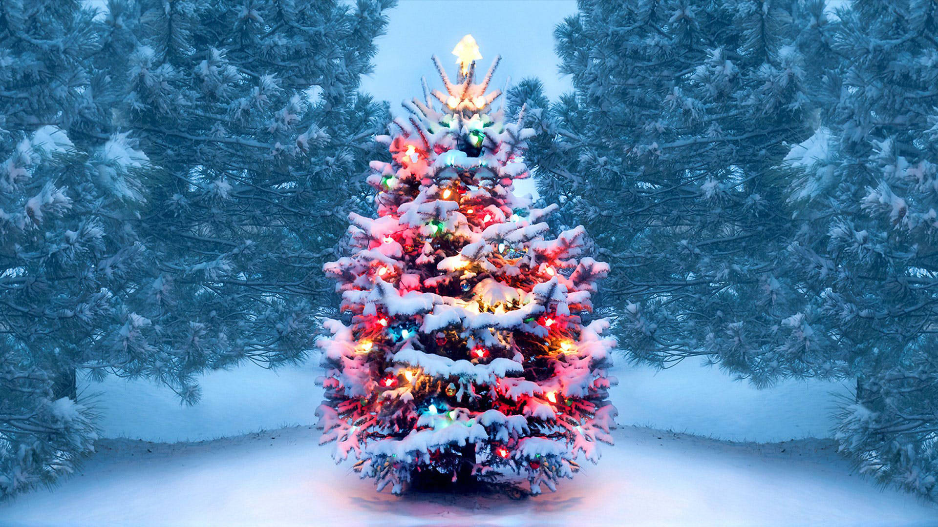 Snowy Christmas Decorations Background