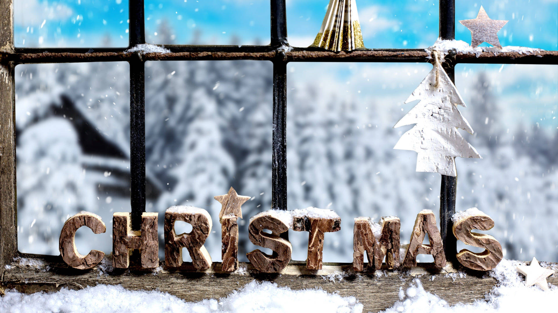 Snowy Christmas Letters Background