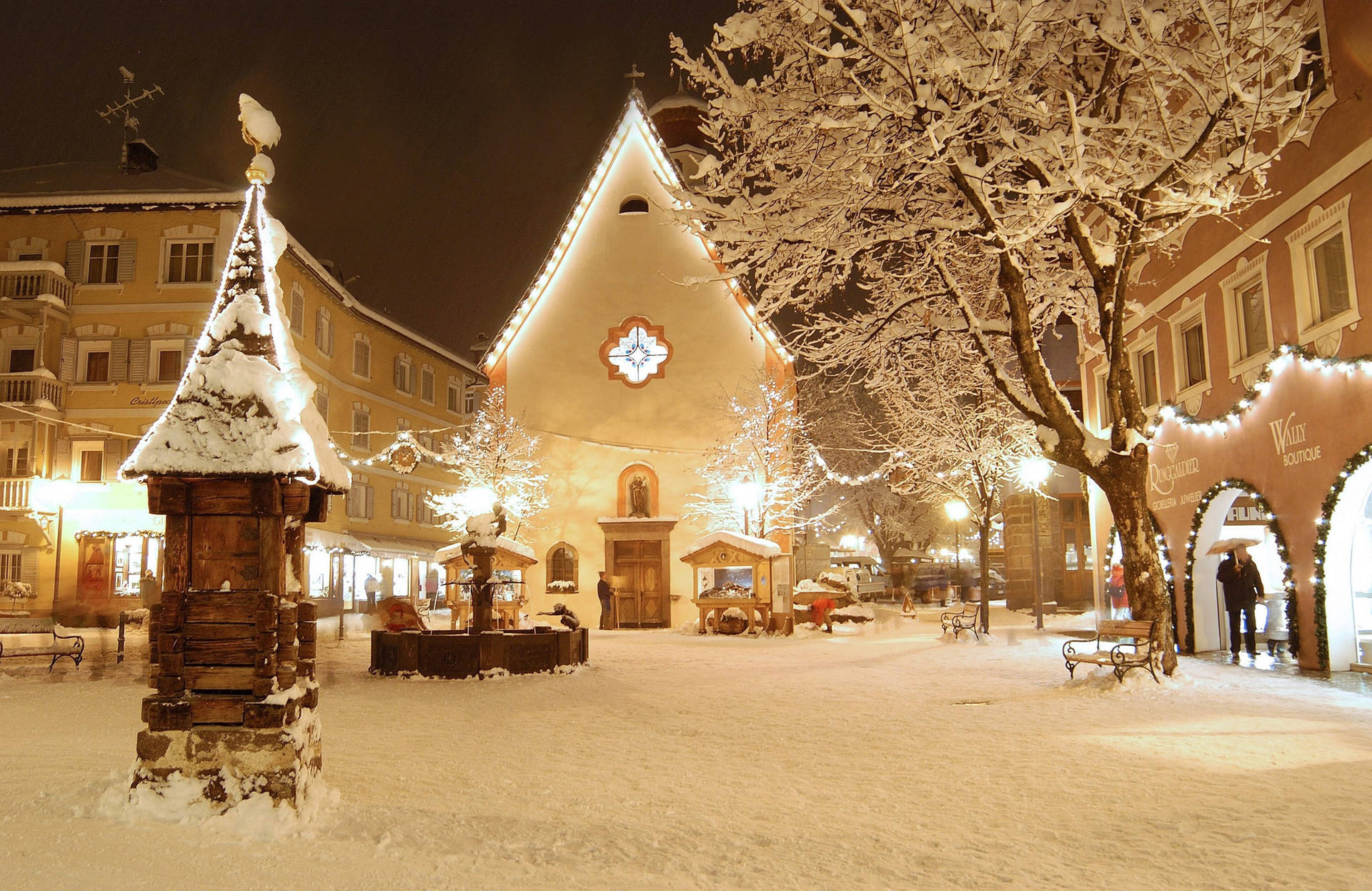 Snowy Christmas Town Background