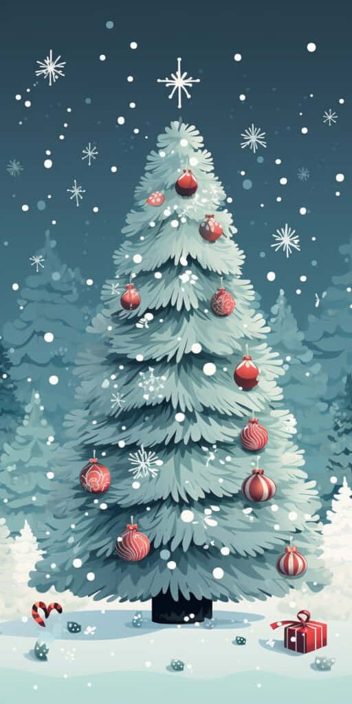 Snowy_ Christmas_ Tree_ Illustration Background