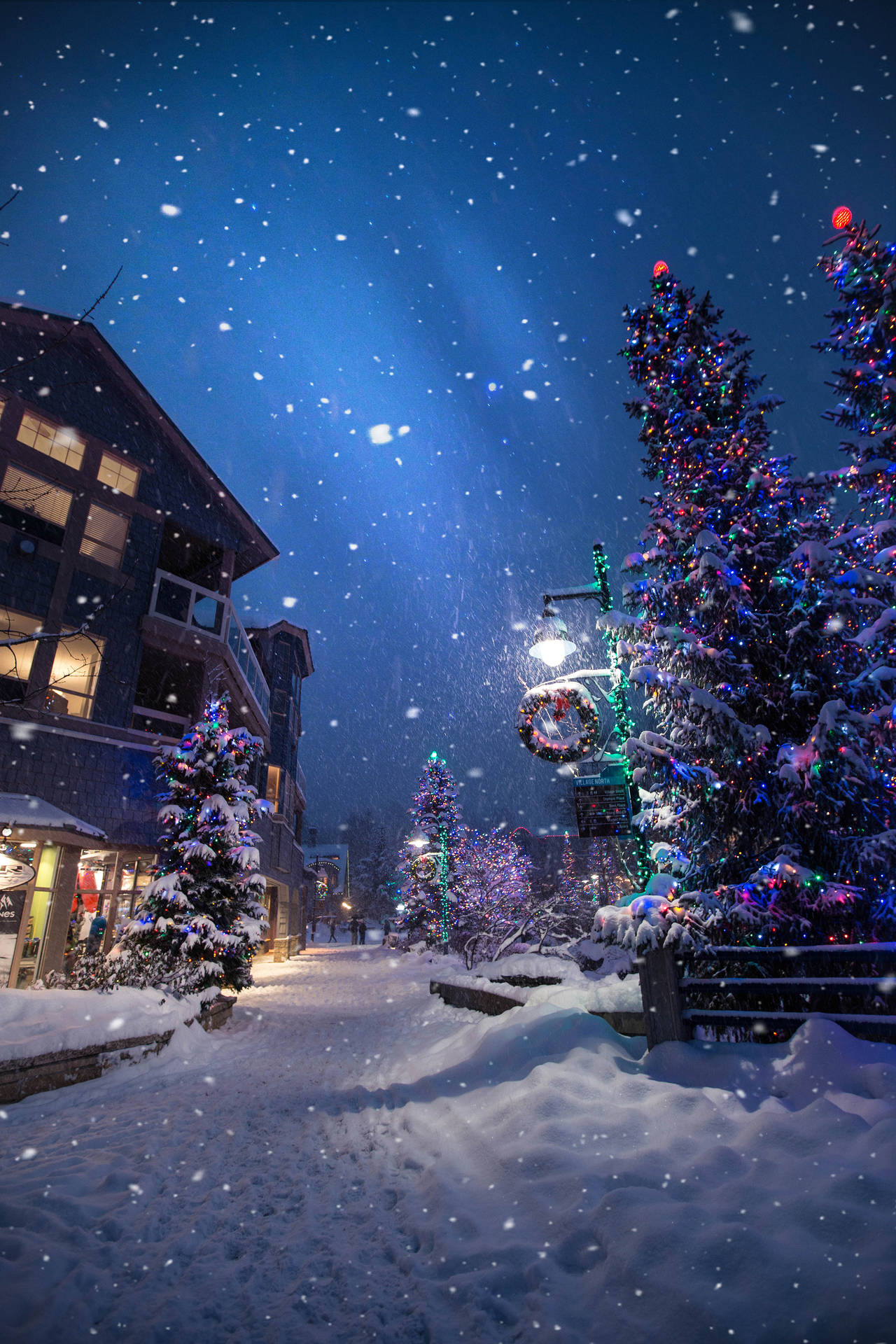 Snowy Christmas Village Background