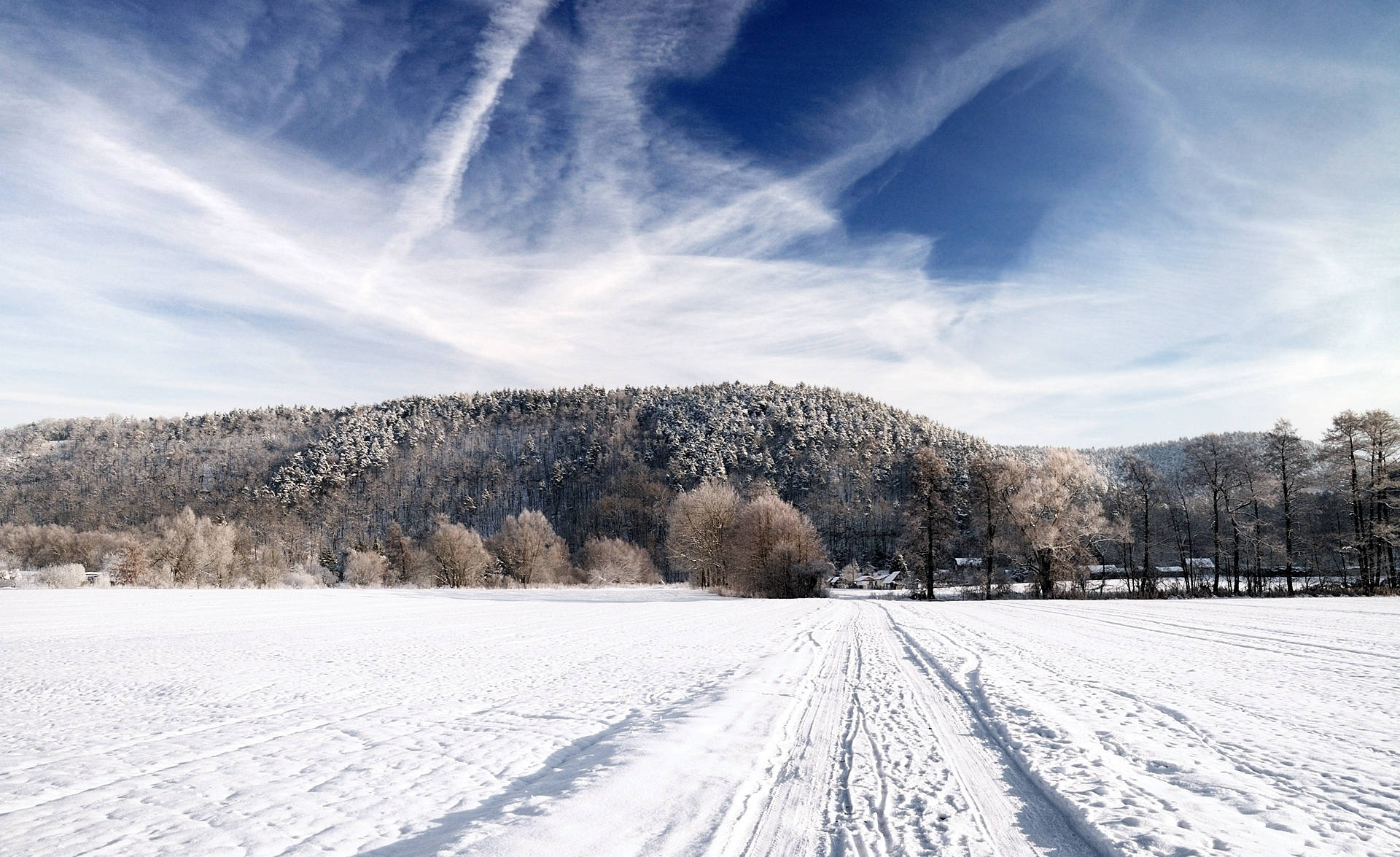 Snowy Country Mountain Road Background