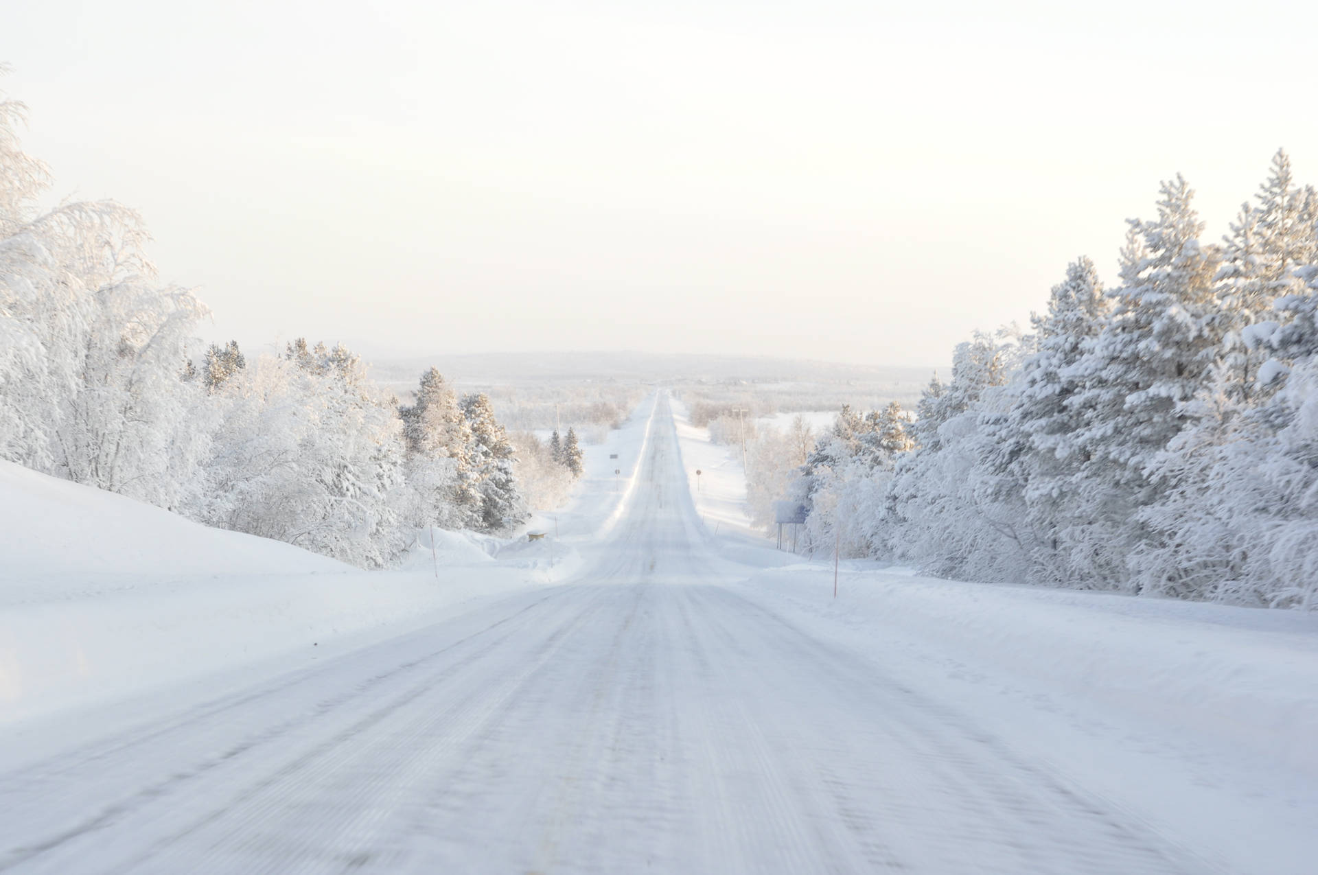 Snowy Finland Scenic Drive Route Background