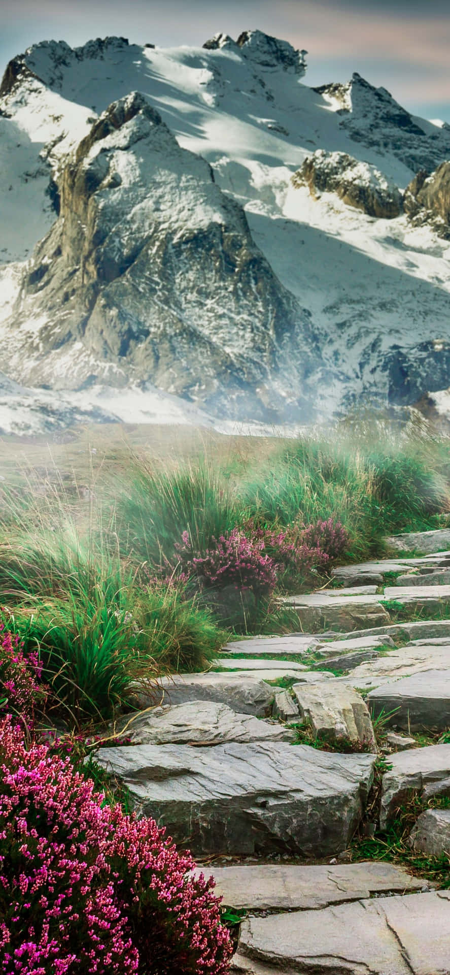 Snowy Hills And Rocky Paths Background