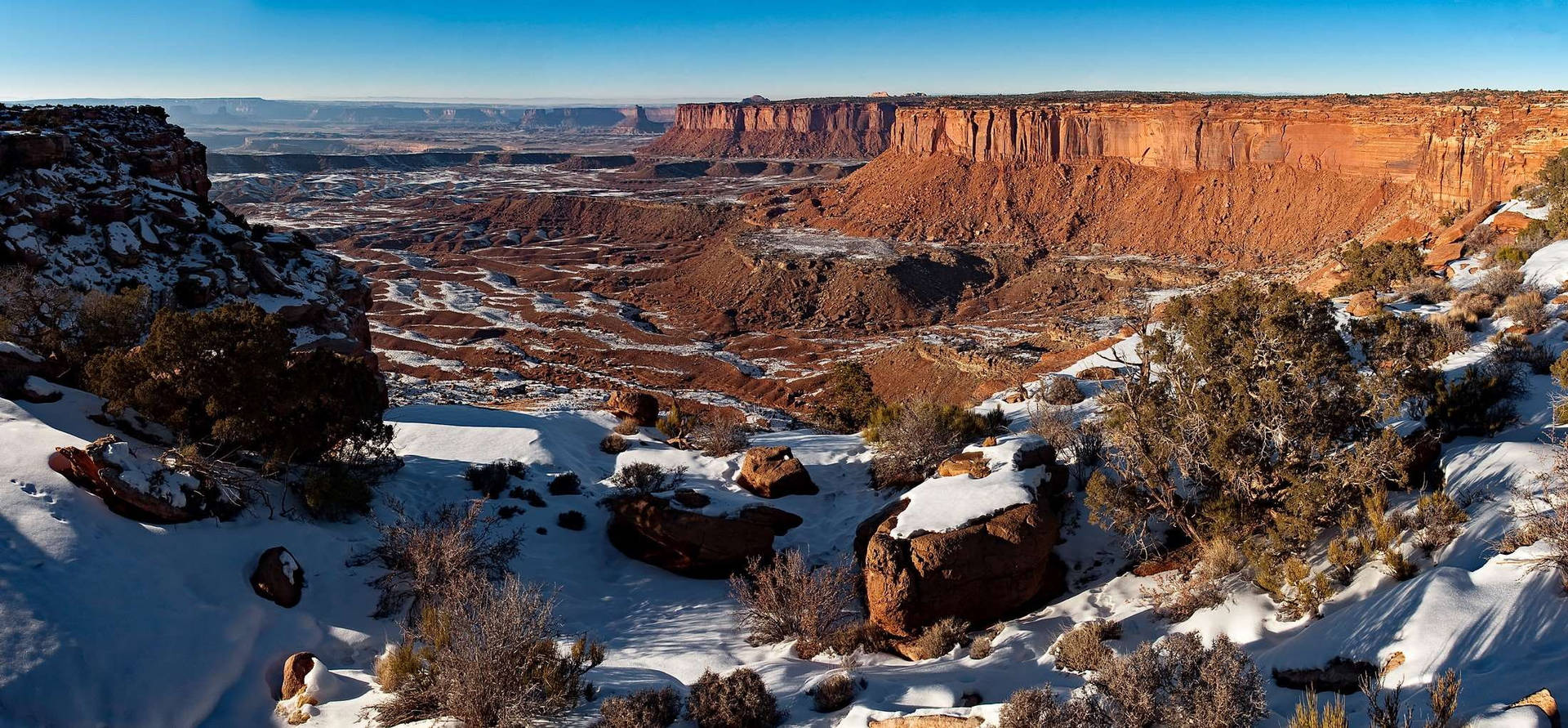 Snowy Landscape Canyonlands National Park Background