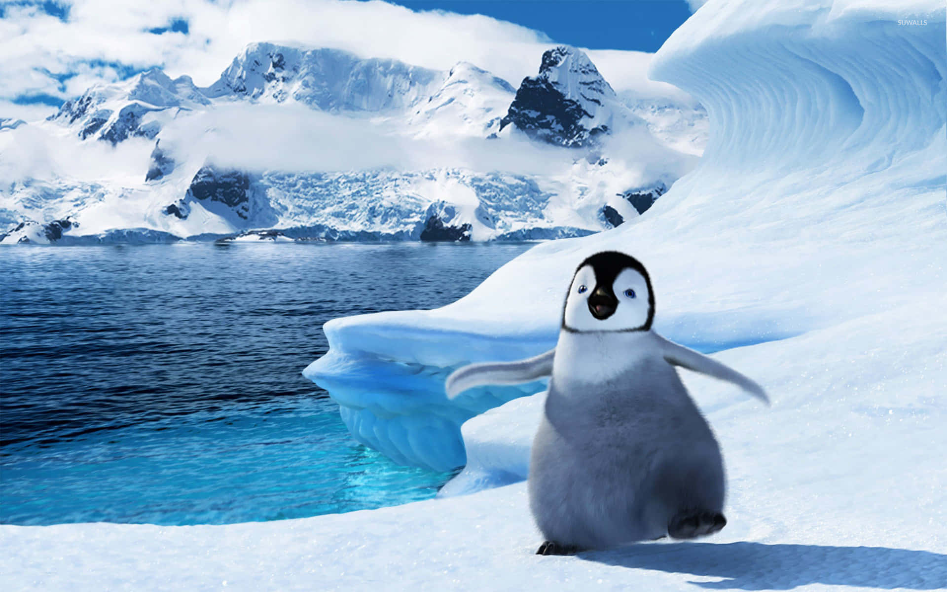 Snowy Landscape In Happy Feet Two Background