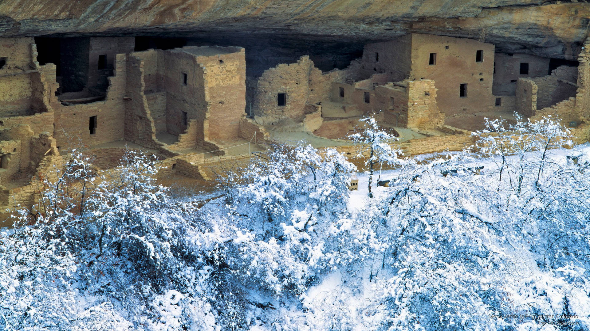 Snowy Mesa Verde Background