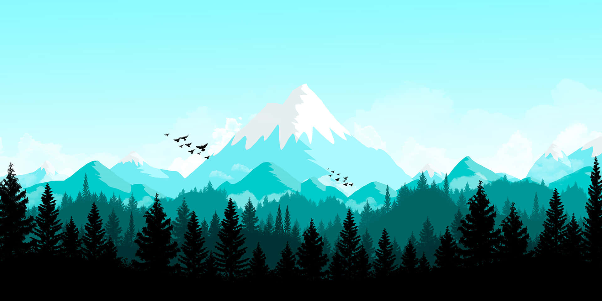 Snowy Mountain Landscape Vector Art