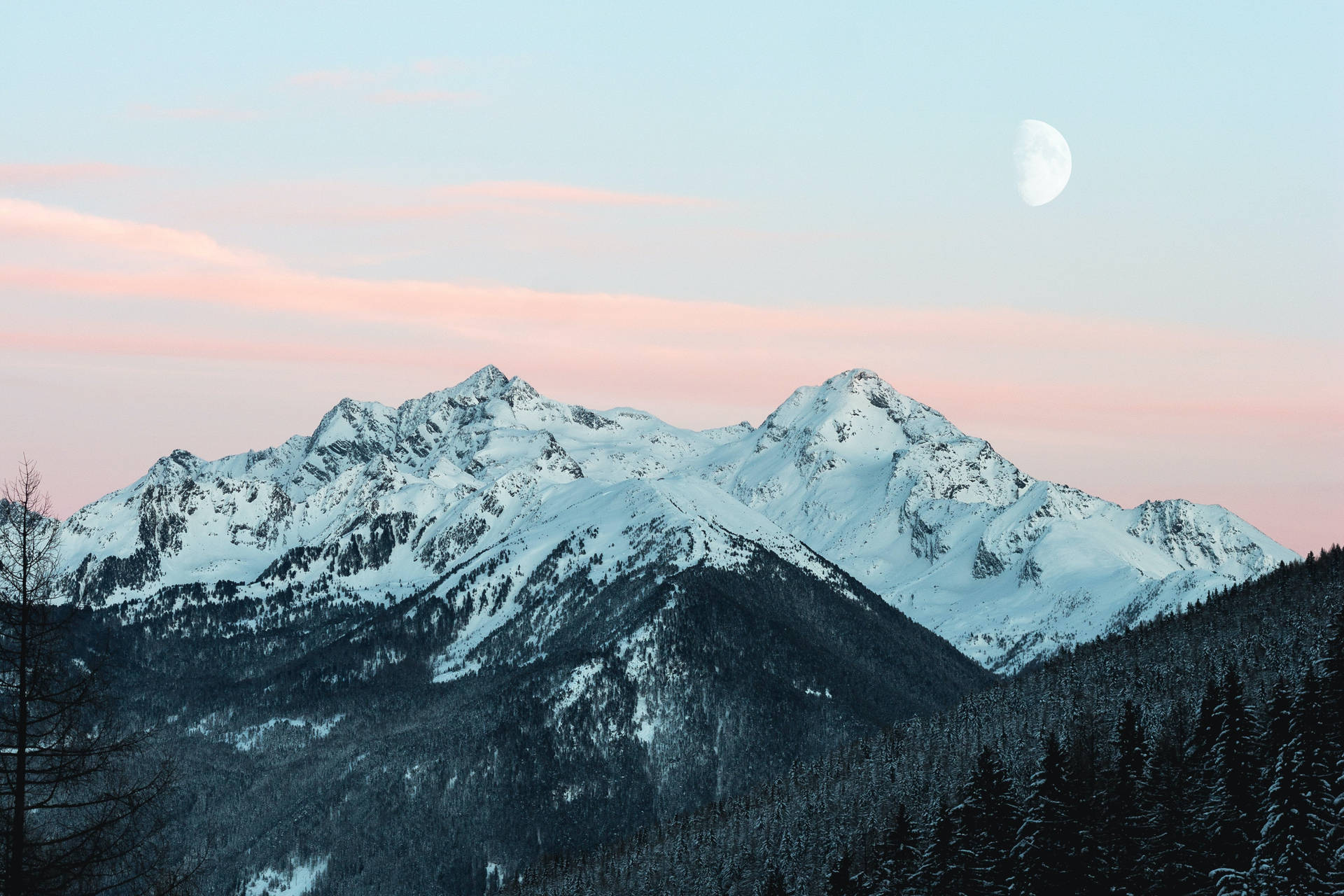 Snowy Mountain Range Landscapes Background