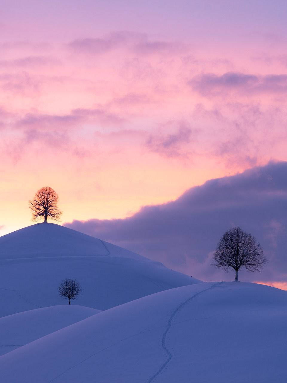 Snowy Mountains Beautiful Phone Background